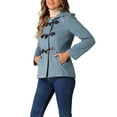 thumbnail image 4 of Abrigo Duffle con Cierre Frontal para Mujer INSPIRE CHIC, Sólido, Corto, con Capucha, Color Gris Azul, 4 of 6