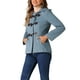 thumbnail image 4 of Abrigo Duffle con Cierre Frontal para Mujer INSPIRE CHIC, Sólido, Corto, con Capucha, Color Gris Azul, 4 of 6