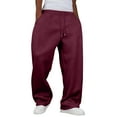 thumbnail image 2 of Men's Baggy Sweatpants Wide Leg Pants with Pockets, Oversized Lounge Pants for Home, Streetwear and Comfort Wear,Wine,2XL, 2 of 4