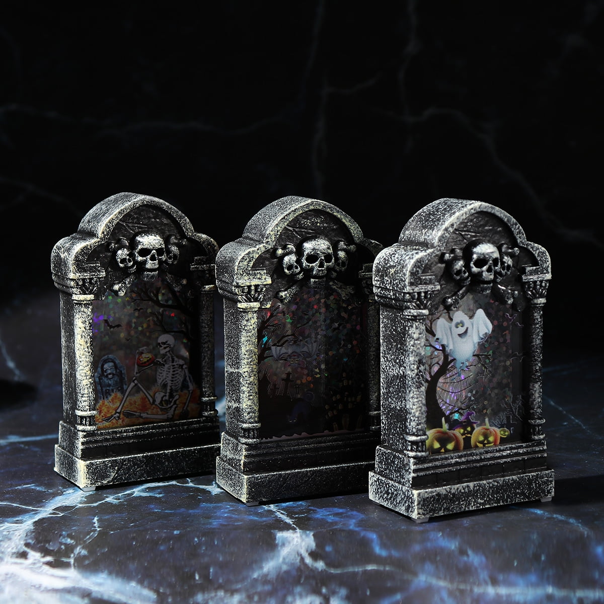 Halloween Gravestone LED Light Up Colorful Decoration Prop Tombstone ...