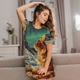 thumbnail image 3 of Easygdp Space Adventurer Cat Camisón de manga corta para mujer, informal, estampado, 3 of 6