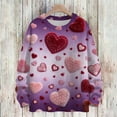 thumbnail image 2 of Dwralegc Valentines Sweater for Women Heart Graphic Cute Sweater Knitted Long Sleeve Lightweight Valentine Plus Size Sweater Tops Purple S, 2 of 4