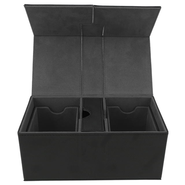 Card Deck Box with 3 Drawers Large Capacity Magnetic Closure PU Leather Game Card Storage Box for Holding Over 200 Cards