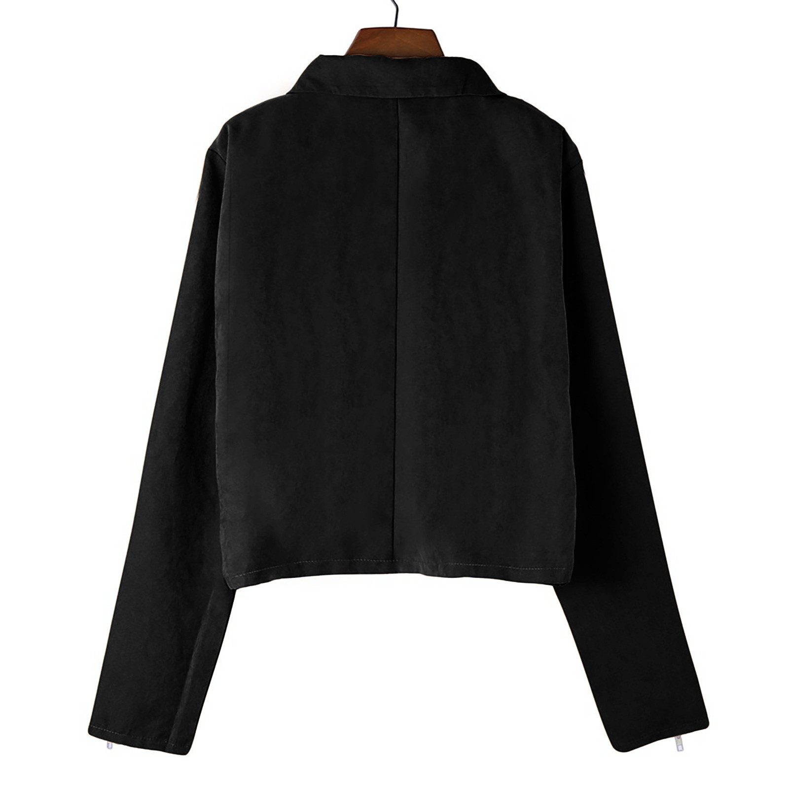 Leather Jacket for Women Fashion Leather Motorcycle Jacket Plus Size Faux Leather Tops Lightweight Short Jacket Coat - image 5 of 8