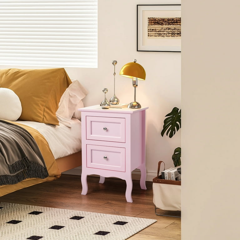 UBesGoo Set of 2 Nightstand, Side Table Night Table,Pink UBesGoo Set of 2 Nightstand, Side Table Night Table,Pink