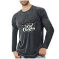 thumbnail image 2 of Zylanna Men's Long Sleeve T-Shirts, Christmas Print Crew Neck Stretchy Activewear Casual Tops for Men Green, 2 of 4