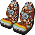 thumbnail image 5 of Uourmeti Rainbow Flower Wave Car Seat Covers Interior Decor Front Rear Seat Covers Easy to Install Polyester Car Seat Covers Set Fit for most Cars Trucks, 5 of 10