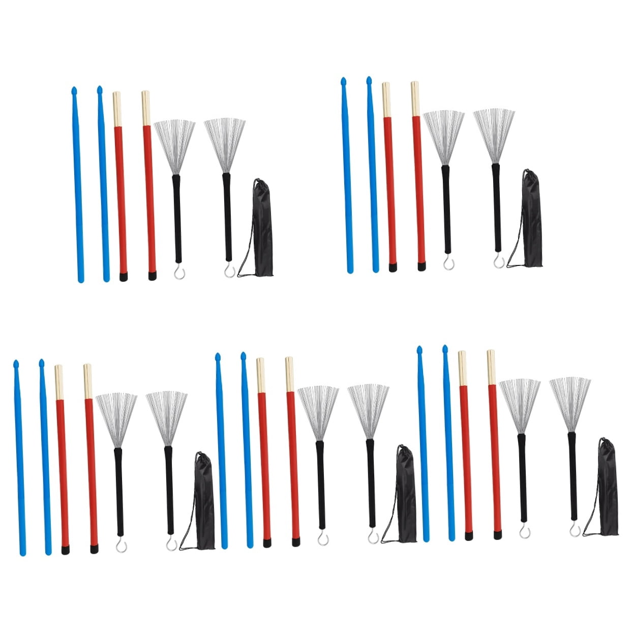 FELTECHELECTR Performance Drumsticks Kit with Nonslip Handles Assorted Color for Students Orchestra Players 5Sets