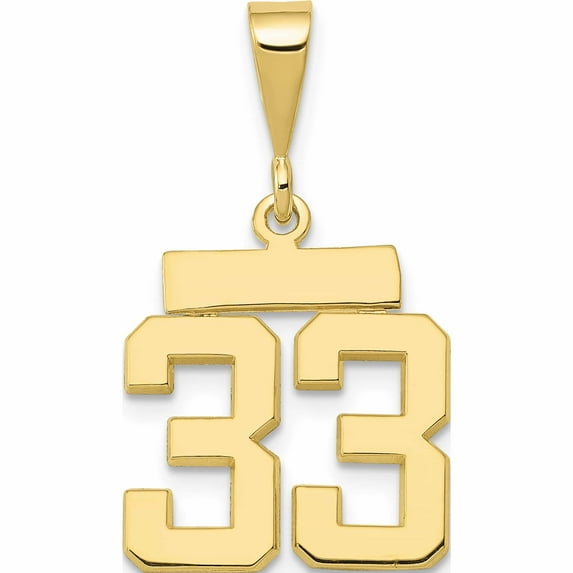 10K Yellow Gold 10Ky Casted Small Polished Number 33 Charm (27 X 15) Made In United States -Jewelry By Sweet Pea