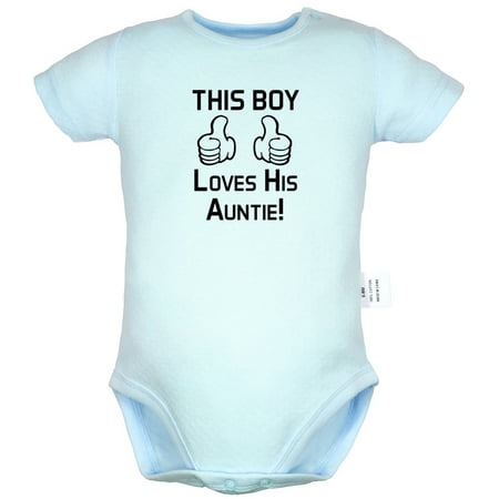 

This Boy Loves His Auntie Funny Rompers For Babies Newborn Baby Unisex Bodysuits Infant Jumpsuits Toddler 0-24 Months Kids One-Piece Oufits (Blue 6-12 Months)
