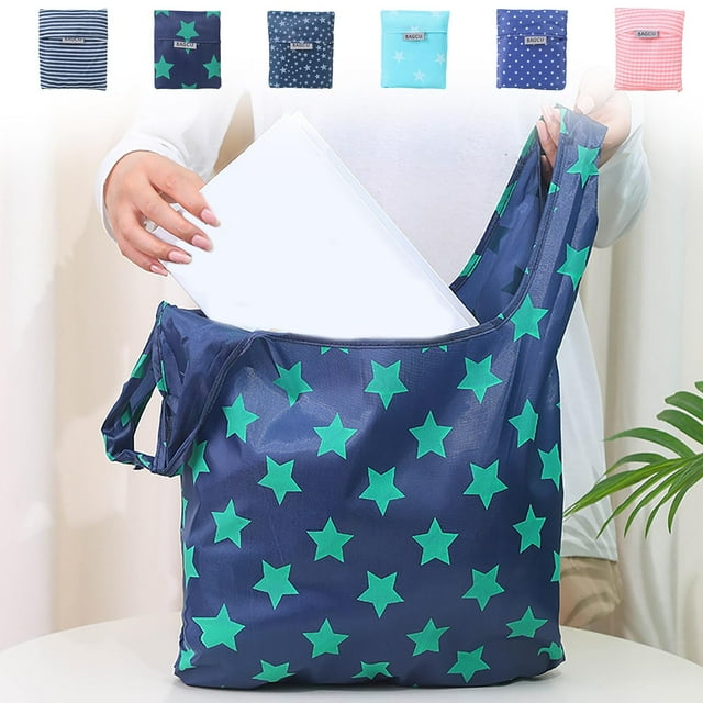 Bolsa de Compras Reutilizable y Ecológica | Bolsa Plegable de Gran Capacidad con Estampado Geométrico de Rayas | Capacidad de 5 Kg | Poliéster Lavable a Máquina