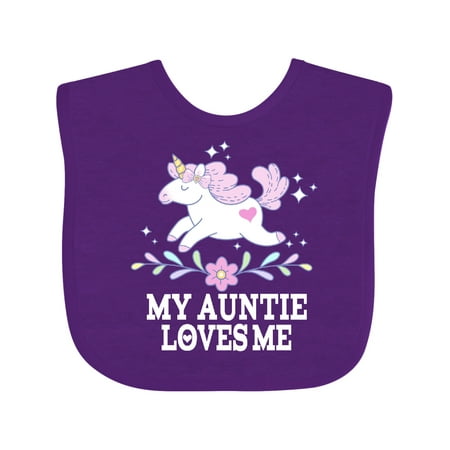 

Inktastic My Auntie Loves Me Unicorn Gift Baby Girl Bib