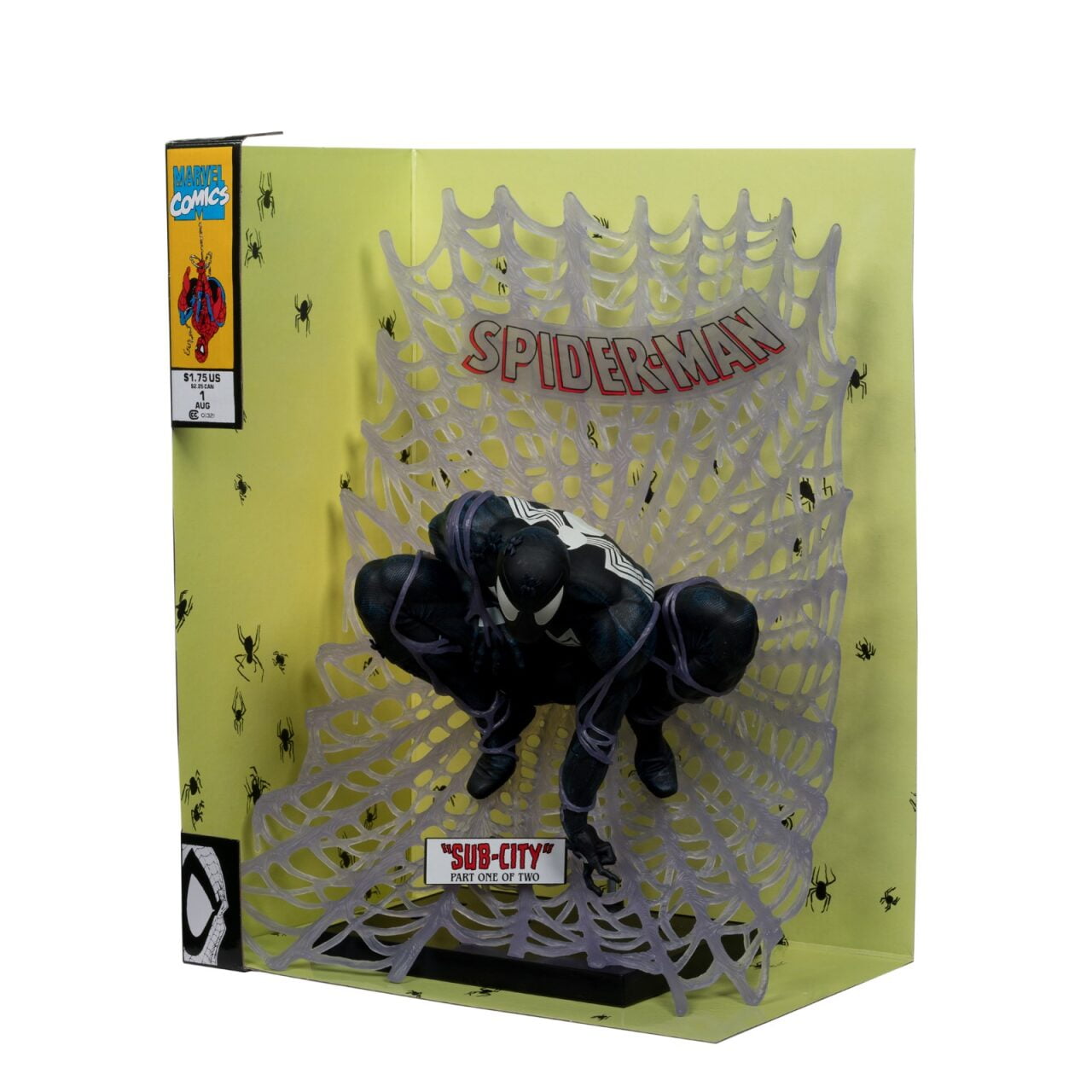 Marvel Spider-Man (Black Suit) 1:6th Scale Collectible with Scene (Spider-Man #1) (Platinum Edition) - McFarlane Toys