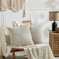thumbnail image 6 of 2 Packs Decorative Throw Pillow Covers for Living Room Couch Bed, Farmhouse Boho Home Decor, Soft Corss Corduroy Patchwork Textured Square Cushion Case, 6 of 6