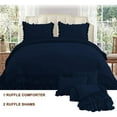 thumbnail image 2 of 3 Piece Luxury 5 Inch Two Layer Ruffle Comforter 550 GSM All Season (Oversized Queen Size) Premium Super Soft - 800 TC, 100% Egyptian Cotton- Solid Navy Blue Colour, 2 of 7
