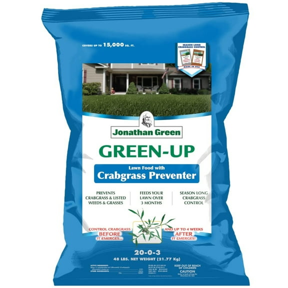 Jonathan Green 10457 Green-Up Lawn Food with Crabgrass Preventer - 20-0-3 Grass Fertilizer & Crabgrass Killer 15,000 Sq. Ft.