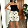 thumbnail image 5 of Women’s High Waisted Polka Dot Denim Shorts with Rope Drawstring, Frayed Hem Jean Shorts with Pockets, 5 of 8