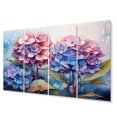 thumbnail image 2 of Designart "Mosaic Meadows Pink Blue Hydrangea" Floral Metal Wall Décor Set, 2 of 5