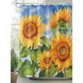thumbnail image 2 of Shower Curtain Sunflower Retro Plant Shower Curtains for Bathroom, Waterproof Polyester Shower Curtain Set with Hooks, Extra Long 72" x 96" Branch Leaves, 2 of 6