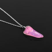 QNAVIC Raw Pink Organic Ethiopian Fire Opal Crystal Dainty Pendant Necklace for Women, Handmade Jewelry, Birthstone Healing Crystals, Rhodium Plated 925 Sterling Silver Chain 20" Birthday Gift