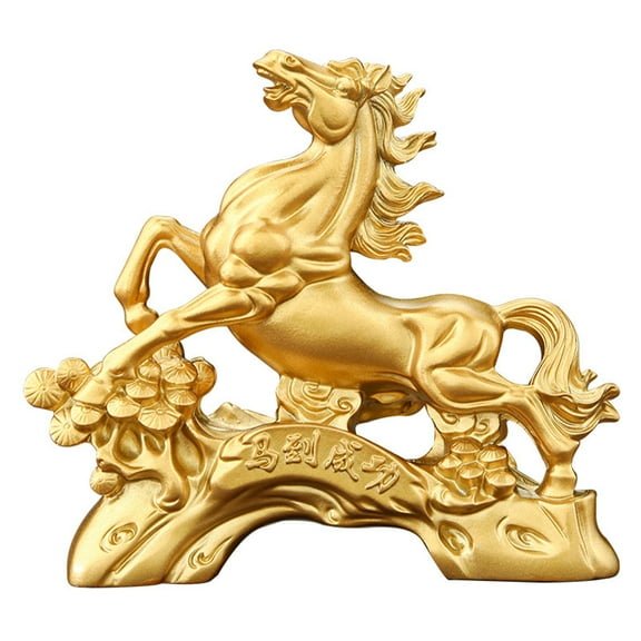 DAMAI Horse Statue 2026 Chinese New Year Ornaments Golden Feng Shui Figurine for Home Office Tabletop Decor Zodiac Gift Blessing Souvenir Attracting Wealth and Good Luck