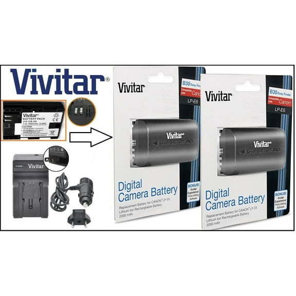 Hi-Capacity 2-Pcs LP-E6 Battery & Rapid Charger For Canon EOS 80D 5DS 5D Mark III 5DS R