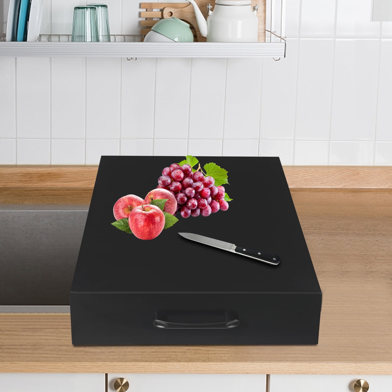 Dwellnix 54 37 9cm Stove Top Cover noodle Board W Handle Black Kitchen Restaurant Rv