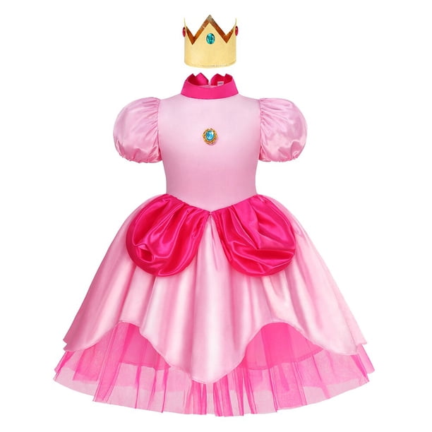 Vestidos de princesa de melocotón para niñas, disfraz de fantasía con manga de burbuja, trajes de Cosplay para fiesta de Halloween, ropa para niños de 2 a 10 años Fivean unisex