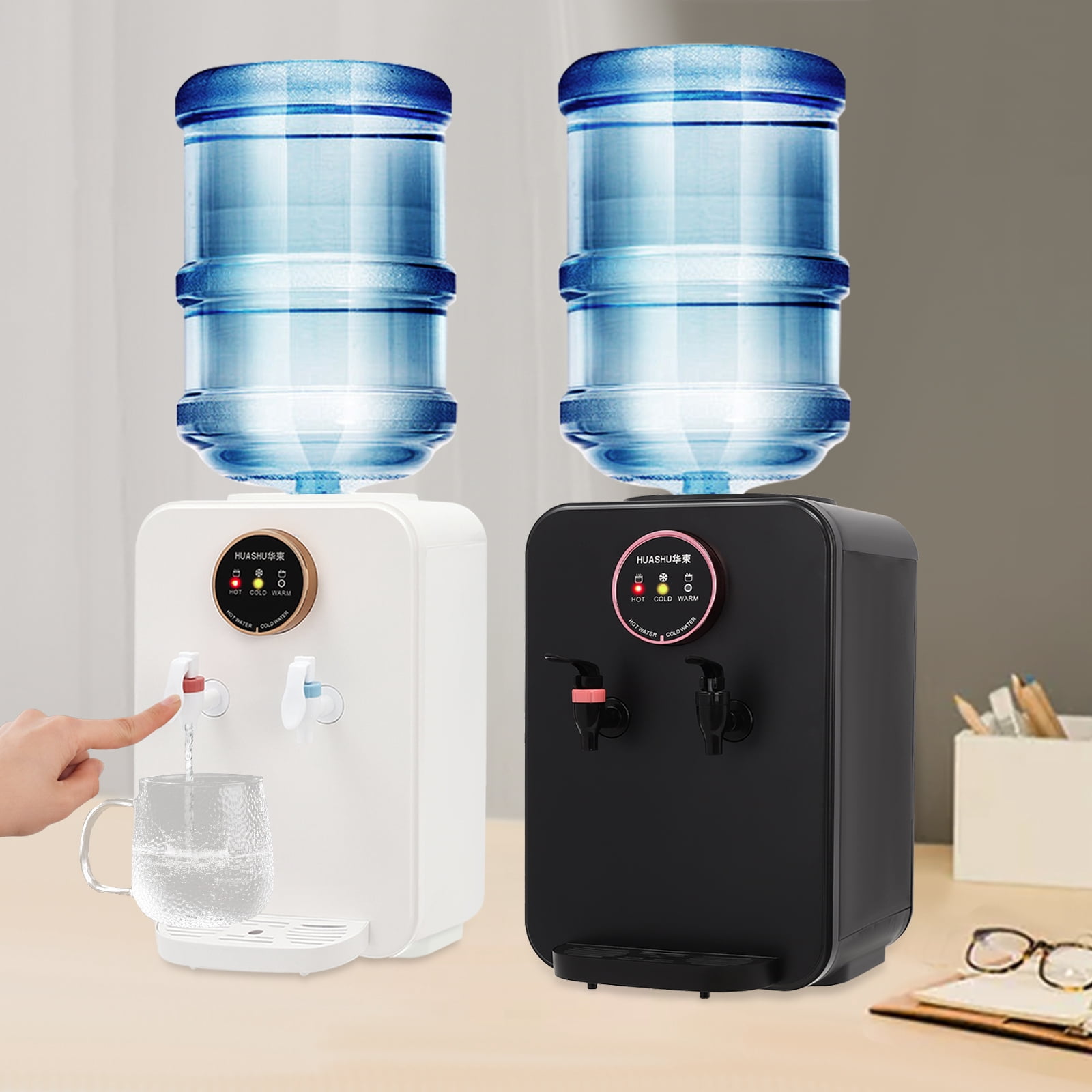 Dwellnix Compact Water Dispenser with Hot & Cold Function, Efficient for Home & Office, Compatible with 4.99 Gallon Bottles