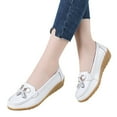 thumbnail image 5 of mgoYE Flats Shoes Women Dressy Wide Width Womens Comfort Walking Flat Loafer Slip On Leather Loafer Comfortable Flat|White 5.5, 5 of 9