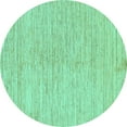 thumbnail image 1 of Ahgly Company Machine Washable Indoor Round Solid Turquoise Blue Modern Area Rugs, 6' Round, 1 of 4