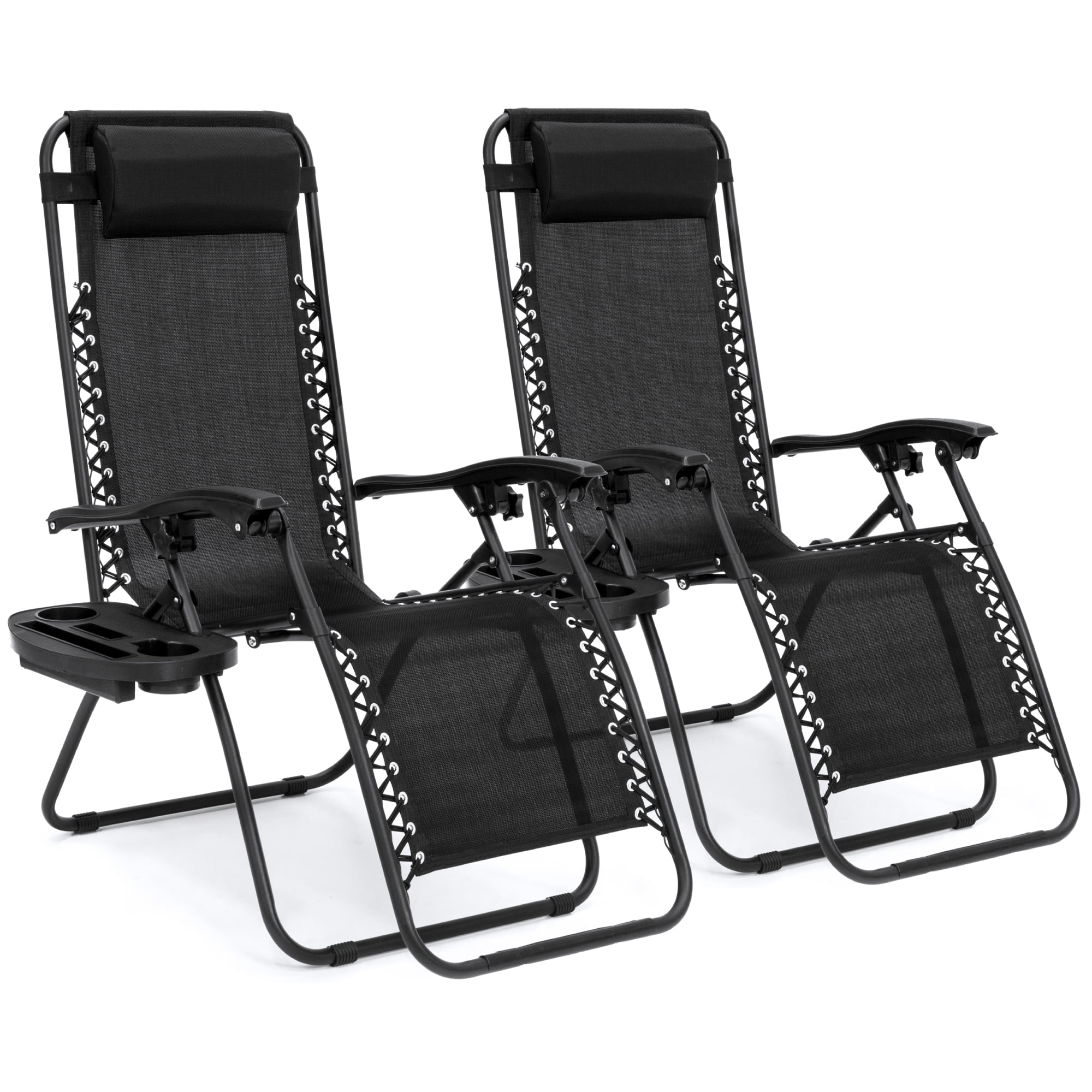 Zero Gravity Recliner Chair Outdoor Patio Adjustable Bed Headrest Pillow Black 