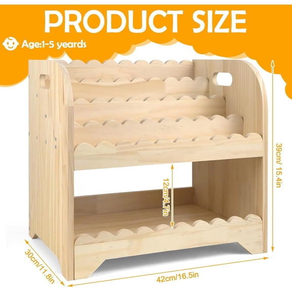 5 Tier Wooden Kids Bookshelf with Scalloped Shelf 16.5*11.8*15.4" Children Montessori Bookshelf to Show Covers of Books  Baby Toddler Bookcase for Nursery ClassRoom LivingRoom