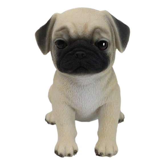 Realistic Lifelike Adorable Sitting Pug Dog Puppy Home Decor Figurine Pet Pal