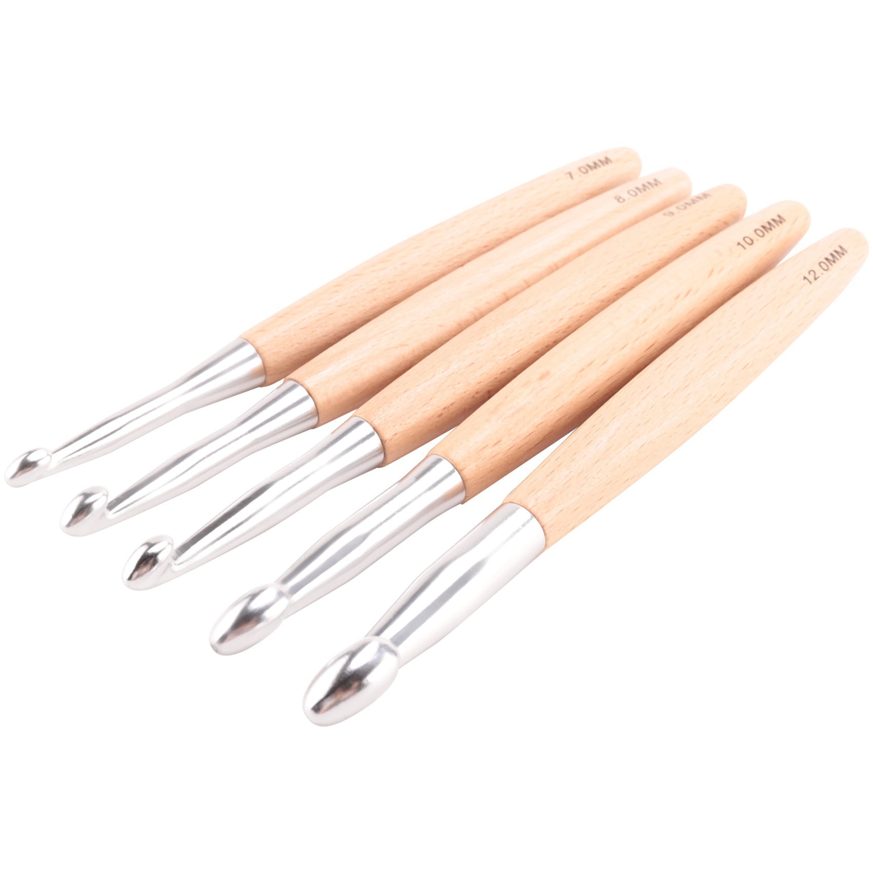 50X Big Crochet Hooks Set with Beech Wood Handle, Crochet Hooks for Chunky Yarn, Size 7mm 8mm 9mm 50mm 12mm