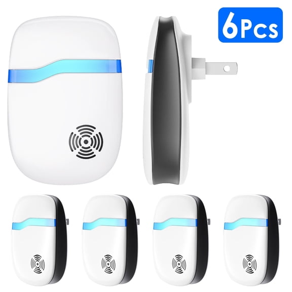 Moclever 6Pcs Ultrasonic Pest Repellers 22-65kHz Electric Plug-In Indoor Pest Control Mouse Repellent for Home Kitchen Warehouse