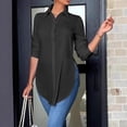 thumbnail image 2 of Oversized Tshirts For Women Slit Side V Neck Long Sleeve Button Down Fashion Blouse, 2 of 6