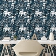 thumbnail image 3 of Ambesonne Leaf Print Peel & Stick Wallpaper for Home, Abstract Botany Leaves, 13"x72", Dark Petrol Blue and White, 3 of 6