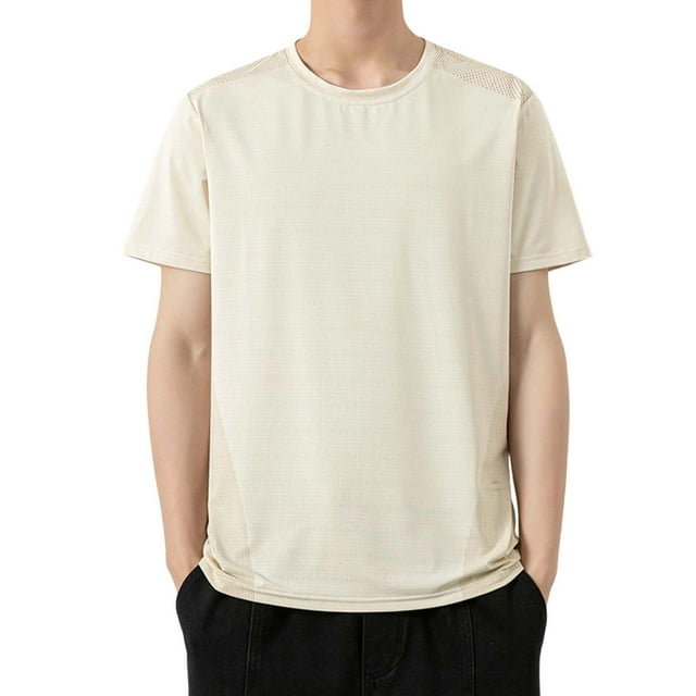 Binmer Men's Summer Lightweight Breathable Tight-Fitting Regular Sport Prompt Drying Short Sleeved Round Neck Tops