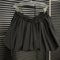 thumbnail image 4 of Vestido mini de primavera 2024 para mujer, informal, con cintura atada, elástico, negro, falda abullonada, pantalones, pierna ancha, diseño de capullos de flores, estilo de principios de temporada, 4 of 5
