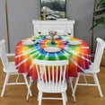 thumbnail image 2 of Rainbow Tie Dye Sunburst Round Tablecloth 60"x60",Wrinkle Wipeable Table Cloth for Kitchen Dining Room Picnic Patio Party, 2 of 6