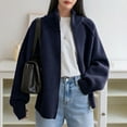 thumbnail image 2 of Ediodpoh Cardigan Sweaters for Women Sweater Coat Casual Zip up Stand Collar Long Sleeve Outerwear Navy, 2 of 7