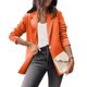 thumbnail image 2 of Gibobby Blazer de mujer elegante Blazer de frente abierto para mujer casual manga larga abotonado para el trabajo oficina chaqueta con bolsillo(Naranja,M), 2 of 5