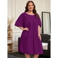 thumbnail image 5 of FEREMO 100% Cotton Nightgowns for Plus Size Women Pleated Soft Sleepwear with Pockets, 5 of 7