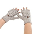 thumbnail image 2 of Winter Fashion Solid Color Knit Button Flip Cute Dual Use Warm Half Finger Gloves, 2 of 3