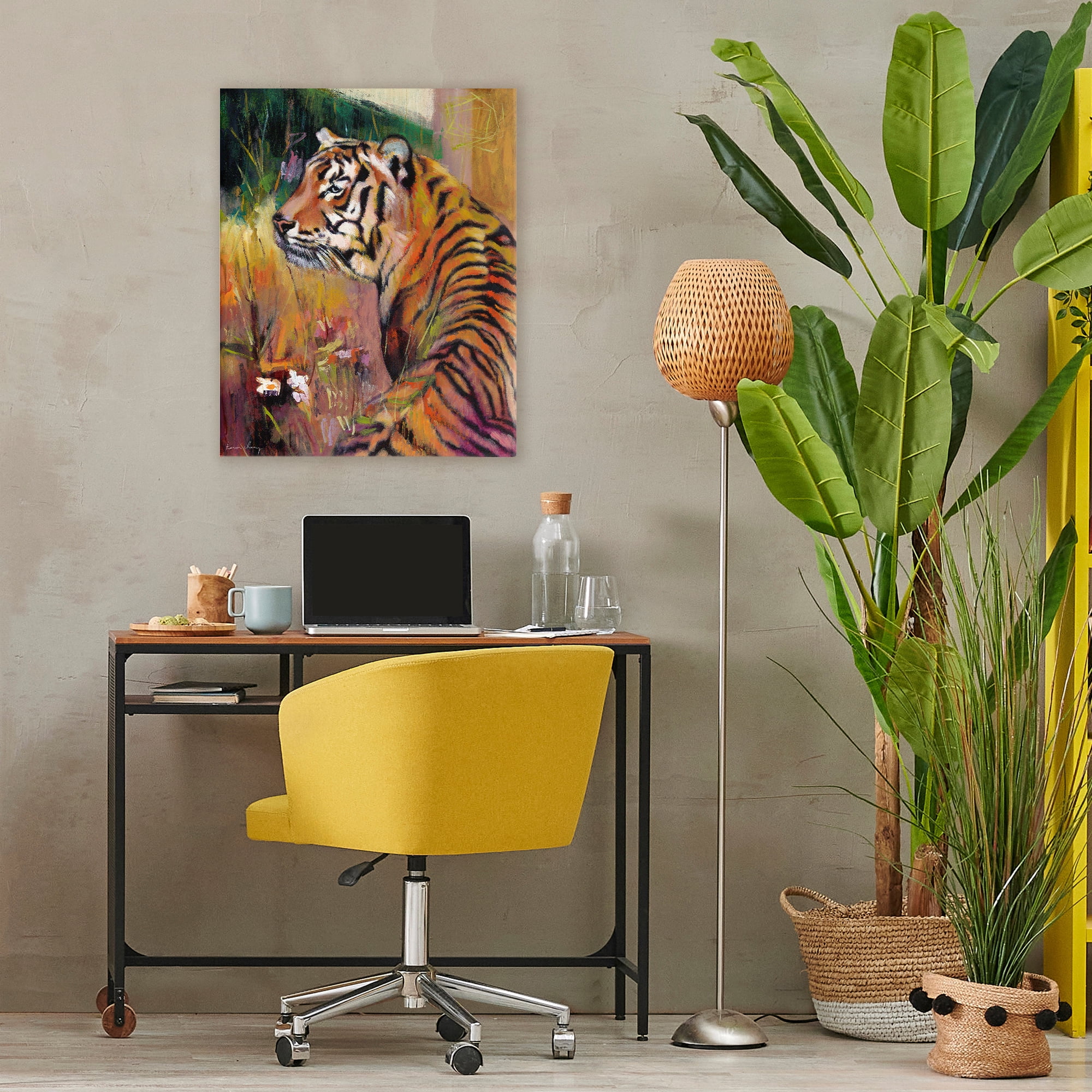 Stupell Industries Patience Tiger in Wait Canvas Wall Art, design by Karen Chang