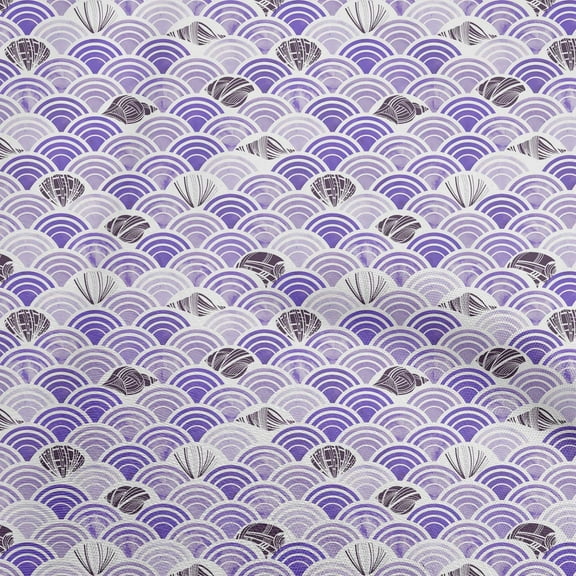oneOone Polyester Spandex Medium Purple Fabric Sea Shells Ocean Sewing Material Print Fabric By The Yard 56 Inch Wide