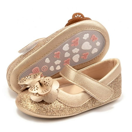 

Baby Girls Mary Jane Flats Newborn Infant Non-Slip Soft Sole Glittered Sequins PU Leather Bowknot Princess Wedding Shoes