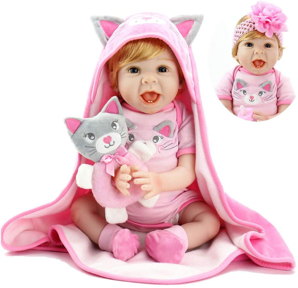 22inch Reborn Baby Dolls Realistic Cute Newborn Doll Lifelike Pink Toddler Girl 