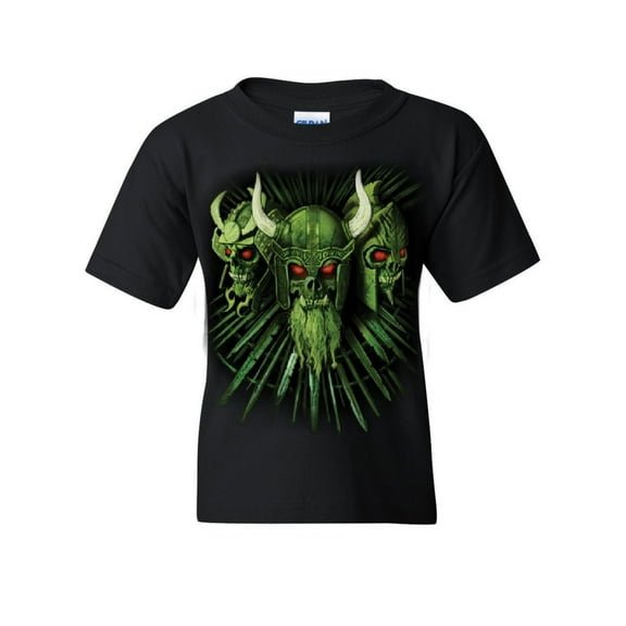 Tee Hunt Zombie Warrior Skulls Youth T-Shirt Viking Samurai Gladiator Undead Kids Tee